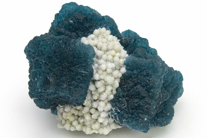 Blue, Cubic/Octahedral Fluorite Encrusted Quartz - Inner Mongolia #224768